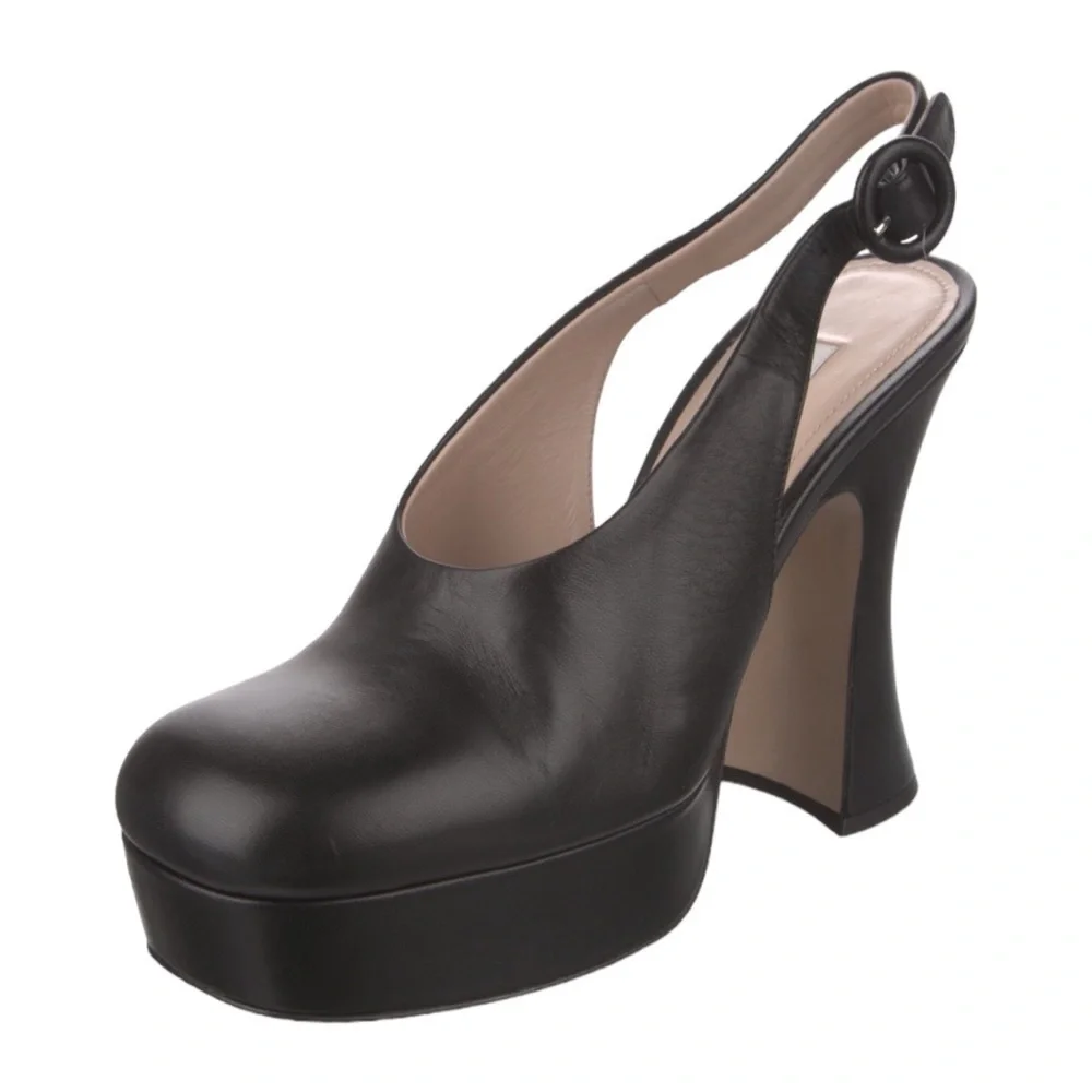 Miu Miu | NWOB Fall 2020 Black Leather Mary Jane Platform - Size IT 39